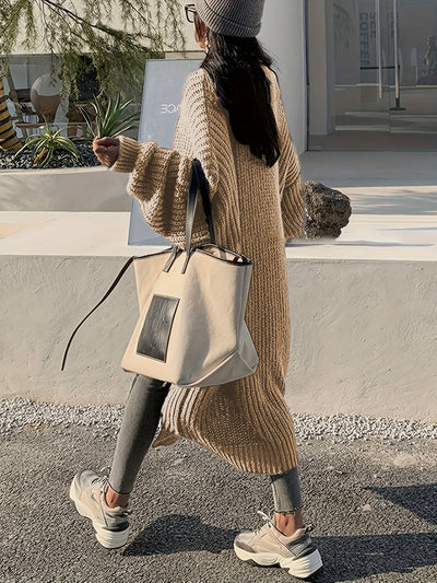 Casual Aufgesetzte Taschen Woll Strickjacke Für Damen | Perfekt für Freizeittage