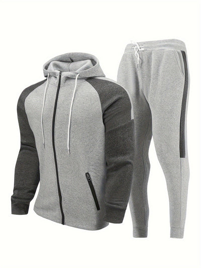 Casual Klassischer Trainingsanzug Mit Komplettem Reißverschluss Langarm Hoodie Und Jogginghose Für Herren | Perfekt für Lässige Tage