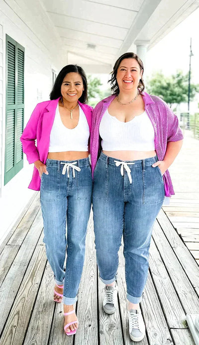 Dehnbare Hoch-Taille Denim Jogginghosen Für Damen | Perfekt Für Alle Jahreszeiten
