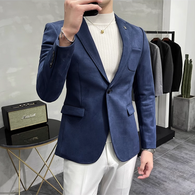 Chices Slim Fit Wildleder Ein-Knopf-Sakko für Herren | Ideal für alle Jahreszeiten