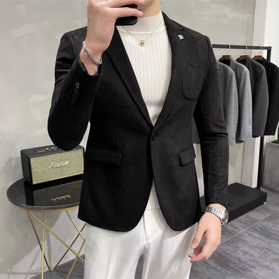 Chices Slim Fit Wildleder Ein-Knopf-Sakko für Herren | Ideal für alle Jahreszeiten