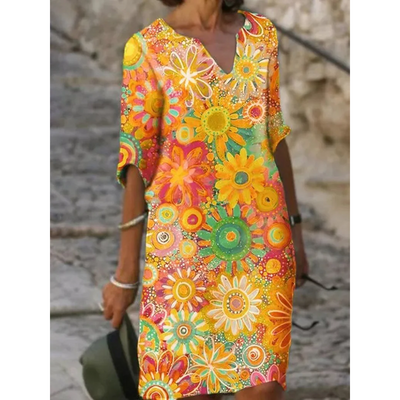 Merle | Blumiges Minikleid mit V-Ausschnitt für Damen
