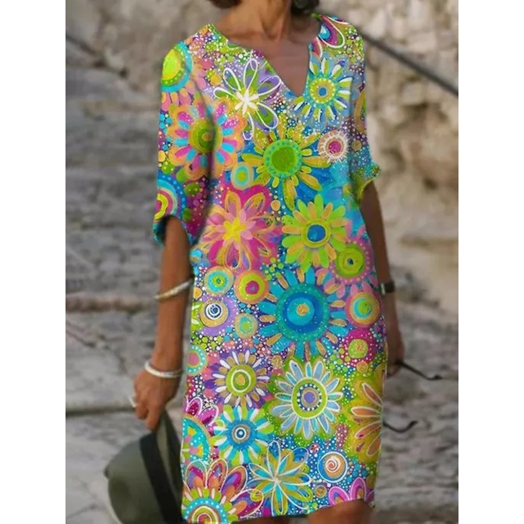 Merle | Blumiges Minikleid mit V-Ausschnitt für Damen