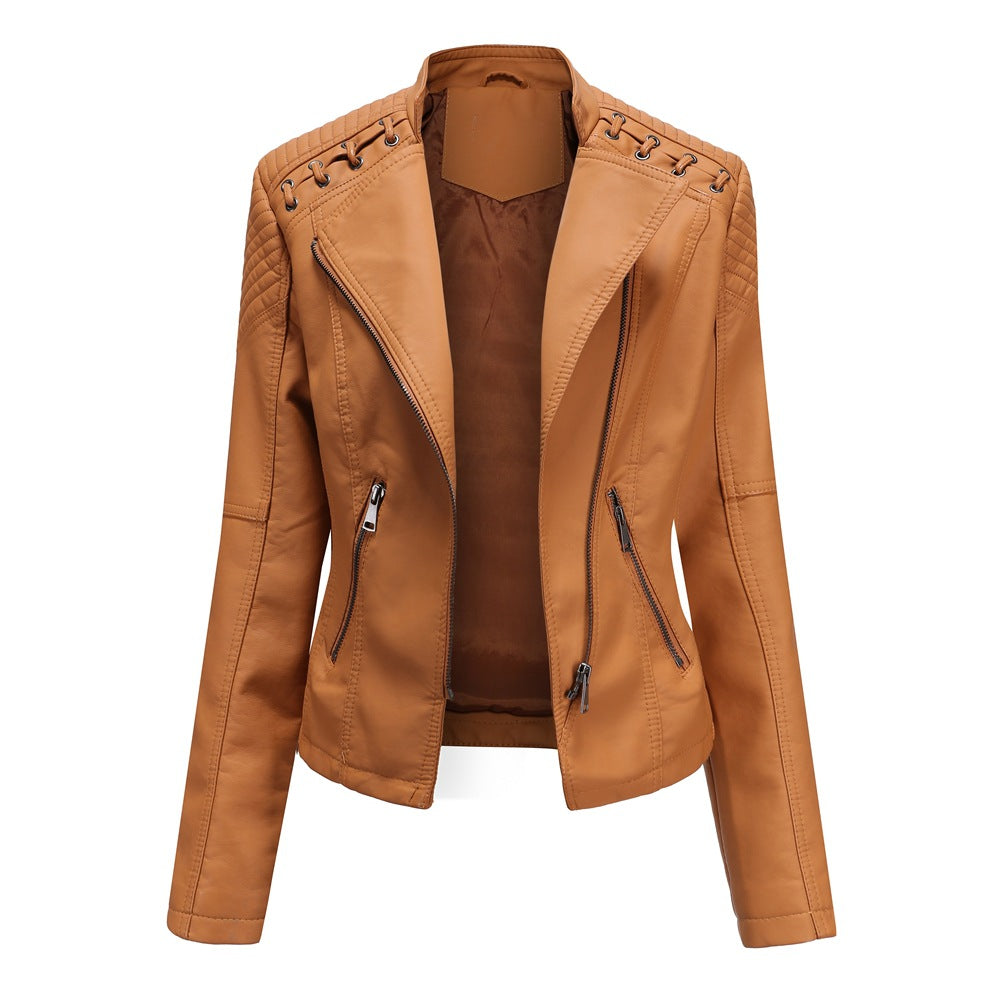 Casual Schlanke Passform Vegane Lederjacke Für Damen | Ideal für den Alltag