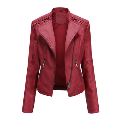 Casual Schlanke Passform Vegane Lederjacke Für Damen | Ideal für den Alltag
