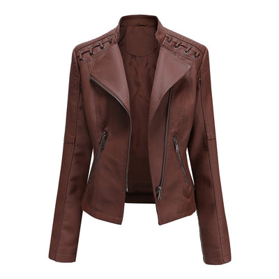 Casual Schlanke Passform Vegane Lederjacke Für Damen | Ideal für den Alltag