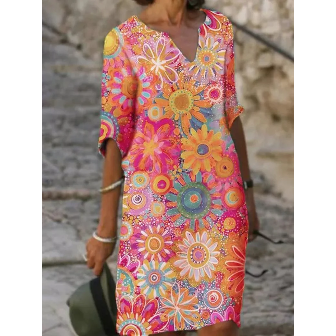 Merle | Blumiges Minikleid mit V-Ausschnitt für Damen