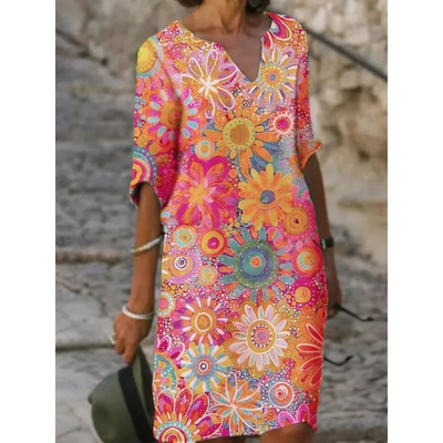 Merle | Blumiges Minikleid mit V-Ausschnitt für Damen