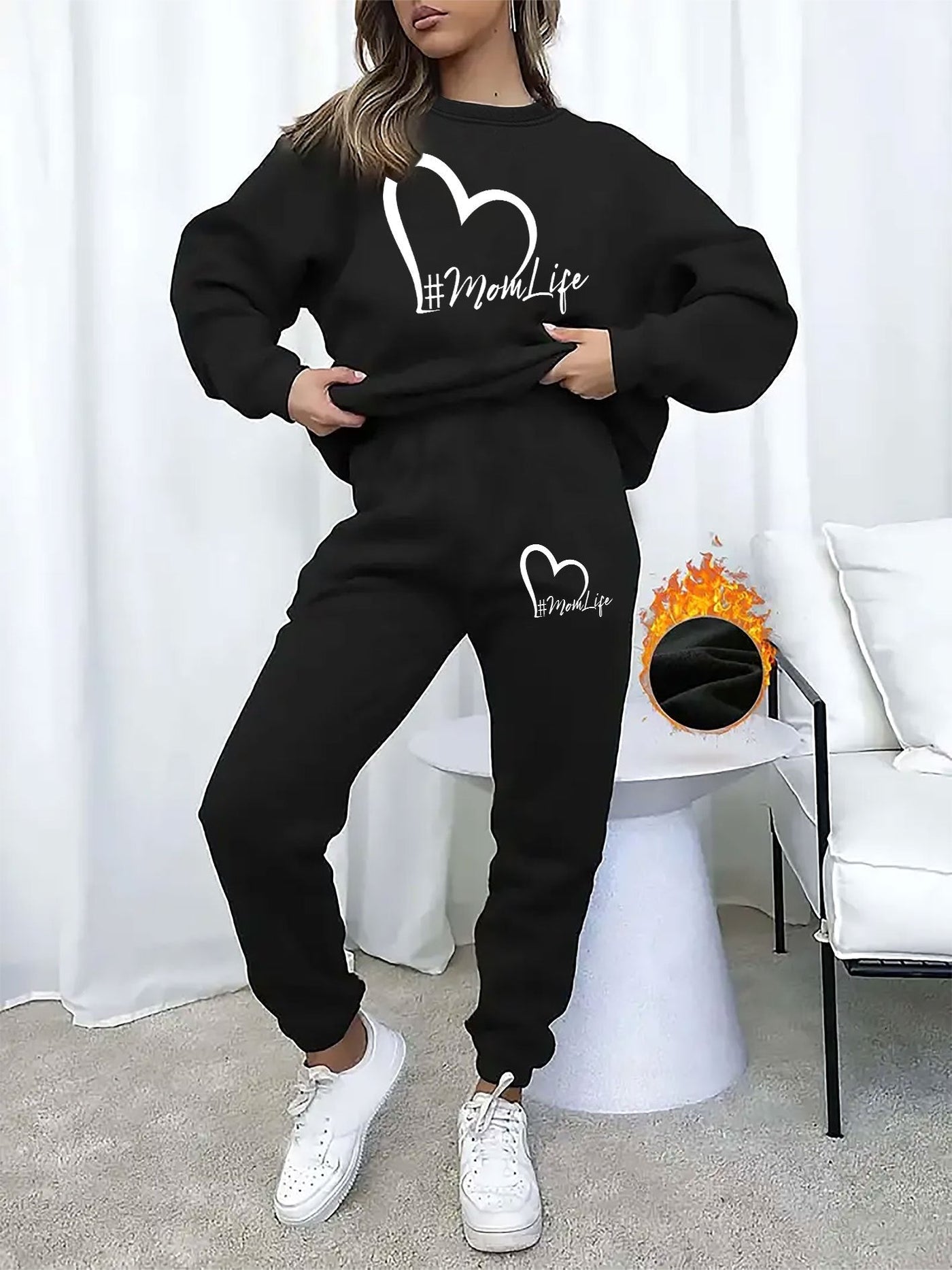 Casual Trainingsanzug Mit Rundhalsausschnitt Und Alphabetdruck Kleid Für Damen | Perfekt für Casual Days