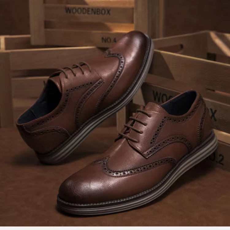 Bequeme Vegane Leder Schuhe mit Wingtip und Unterstützender Sohle für Herren | Bequem für Alle Jahreszeiten