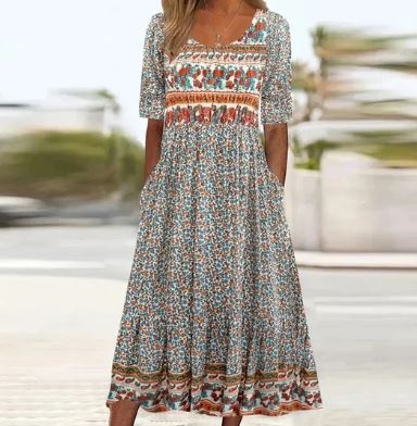Bohemian Halb Ärmel Kleid für Damen | Ideal für den Sommer