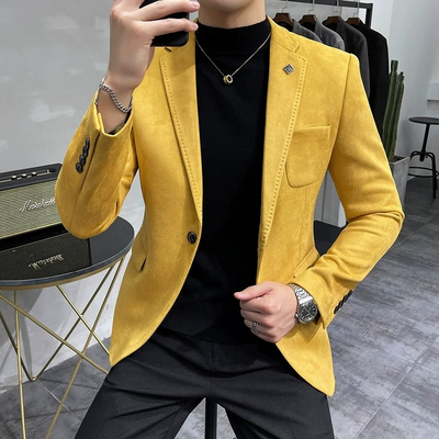 Chices Slim Fit Wildleder Ein-Knopf-Sakko für Herren | Ideal für alle Jahreszeiten