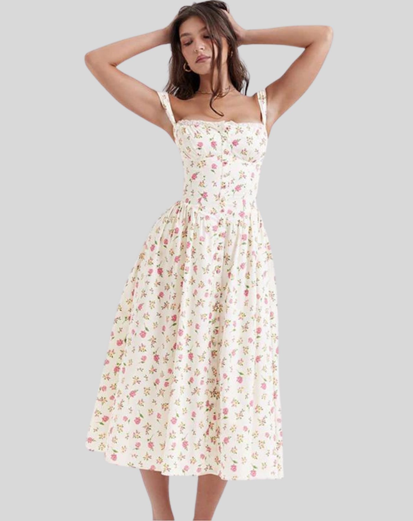 Adelaine - Schickes A-Linien Midikleid mit Knöpfen im Vintage-Stil für Damen | Ideal für Frühling/Sommer