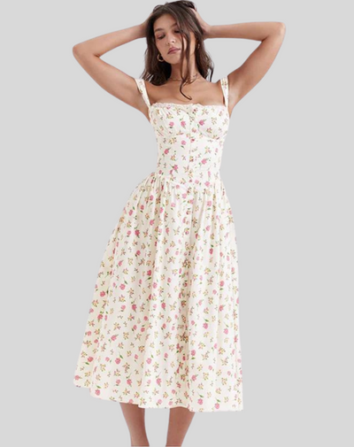 Adelaine - Schickes A-Linien Midikleid mit Knöpfen im Vintage-Stil für Damen | Ideal für Frühling/Sommer