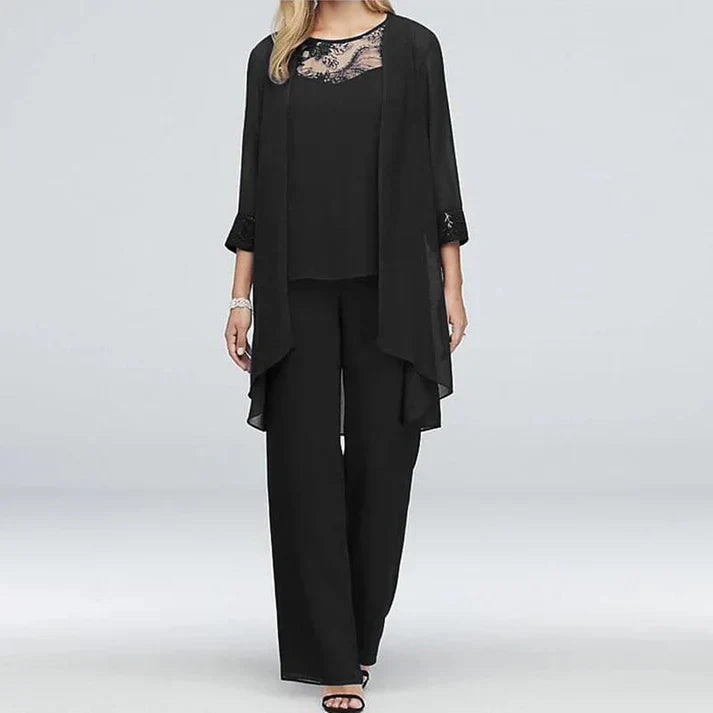 Brautmutter Mode Hosenanzug aus Spitze und Chiffon für Damen | Ideal für alle Jahreszeiten