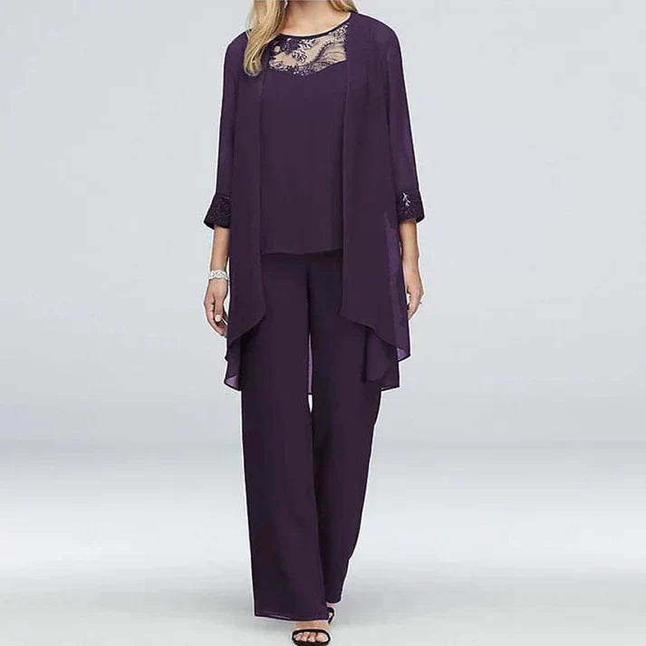 Brautmutter Mode Hosenanzug aus Spitze und Chiffon für Damen | Ideal für alle Jahreszeiten
