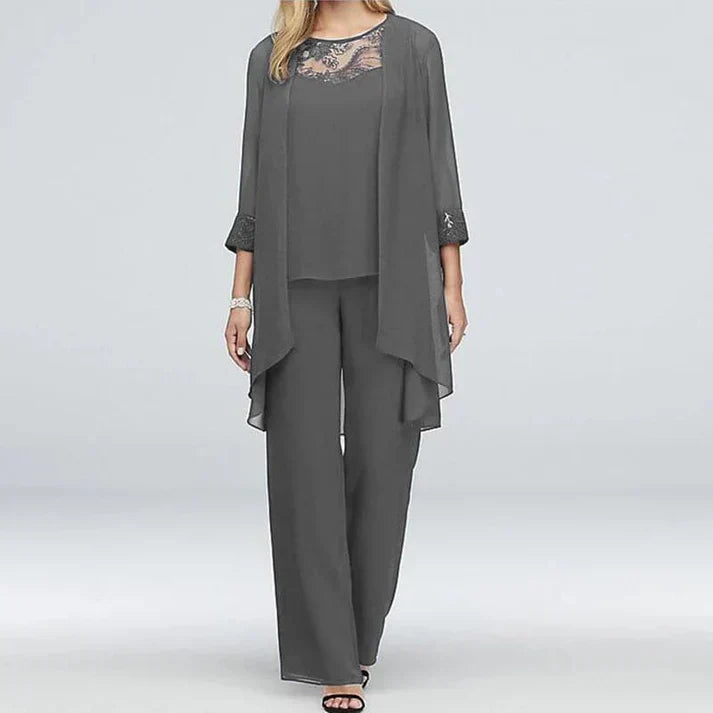 Brautmutter Mode Hosenanzug aus Spitze und Chiffon für Damen | Ideal für alle Jahreszeiten
