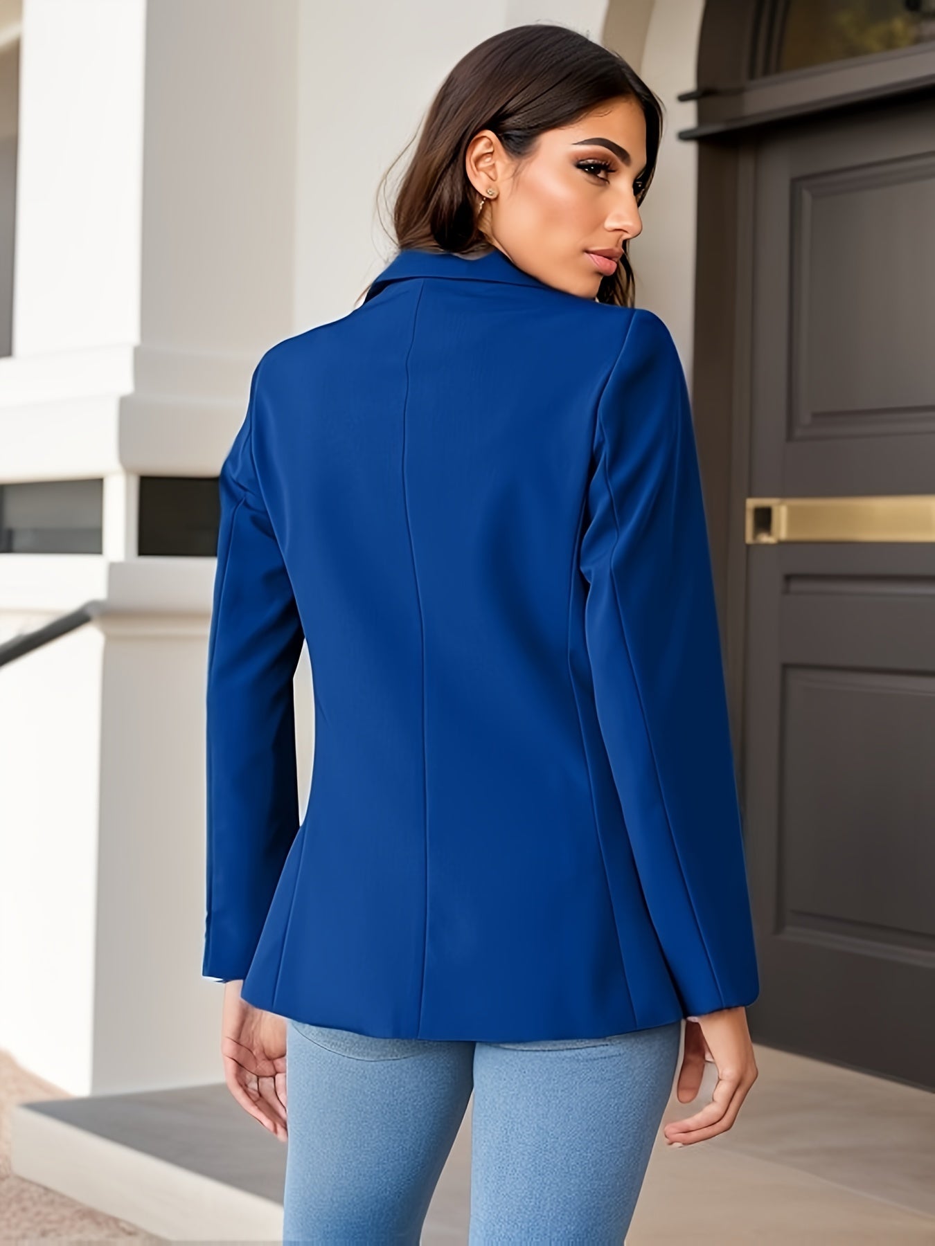 Elegante einfarbiger Business Blazer mit Seitentaschen für Damen | Ideal für alle Jahreszeiten