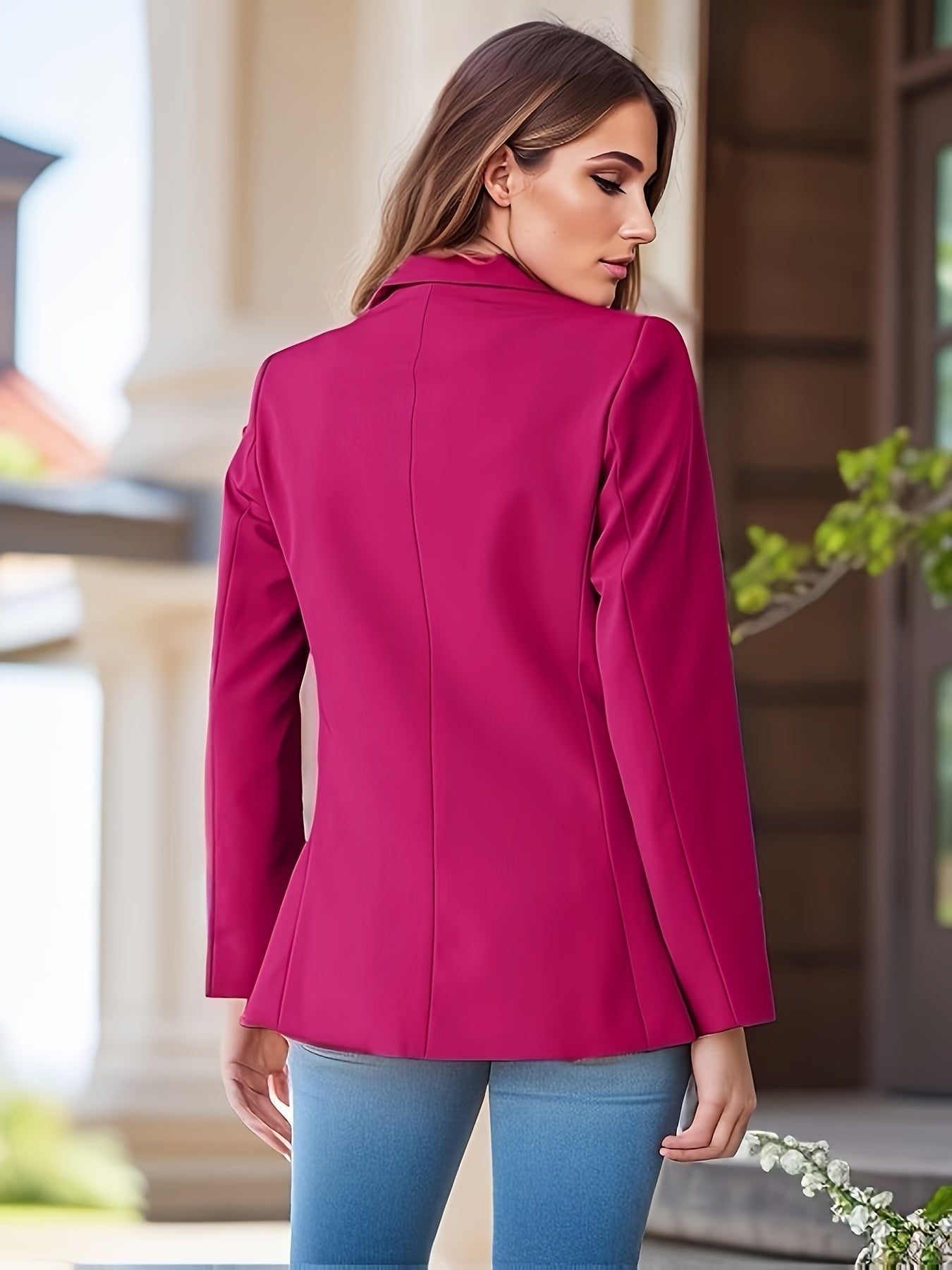 Elegante einfarbiger Business Blazer mit Seitentaschen für Damen | Ideal für alle Jahreszeiten