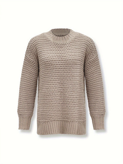Ausschnitt Baumwoll-Rollkragenpullover mit geteilten langen Ärmeln Pullover Damen | Perfekt für lässige Tage