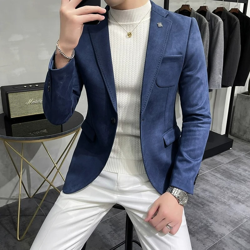Chices Slim Fit Wildleder Ein-Knopf-Sakko für Herren | Ideal für alle Jahreszeiten
