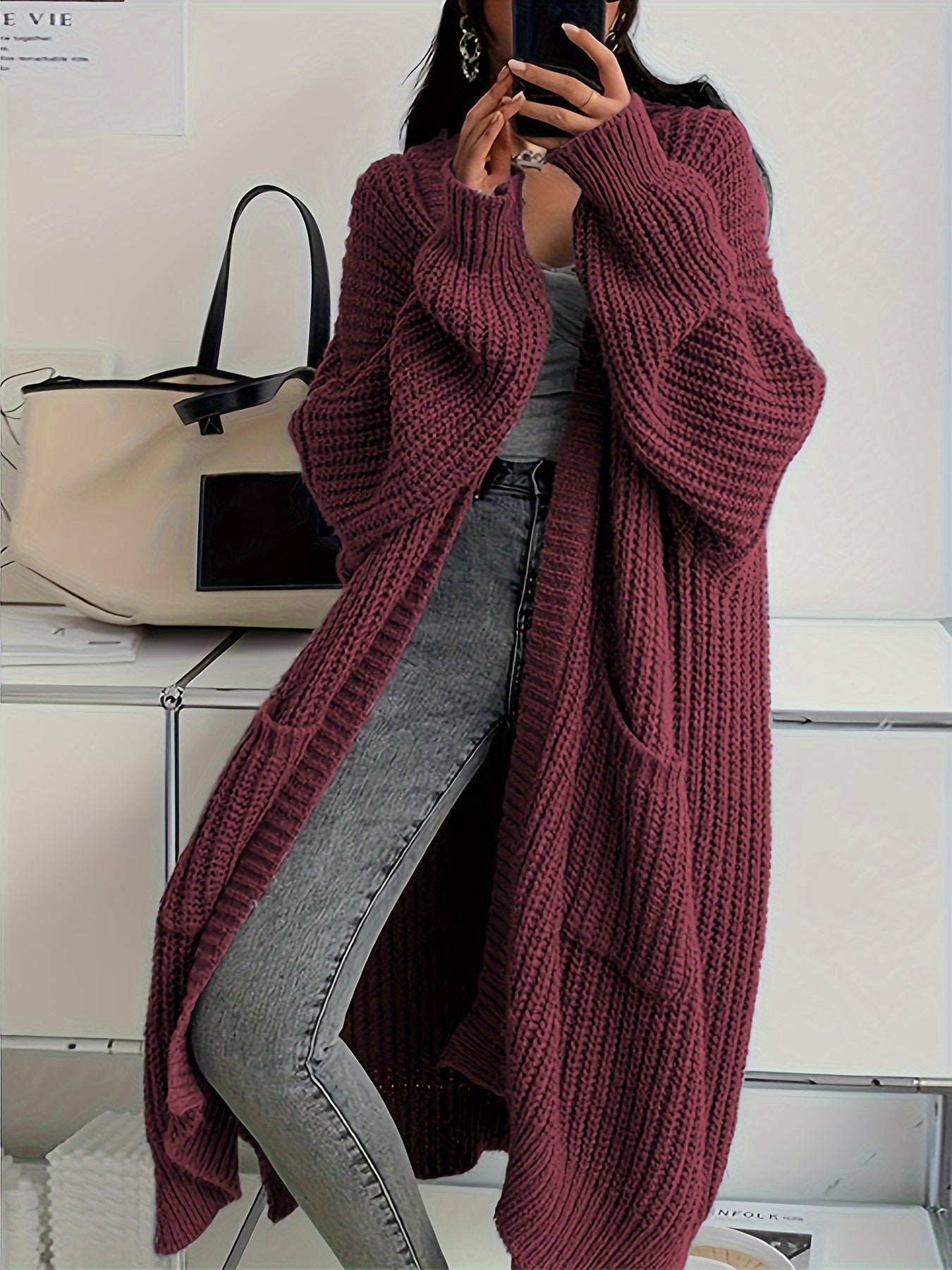 Casual Aufgesetzte Taschen Woll Strickjacke Für Damen | Perfekt für Freizeittage