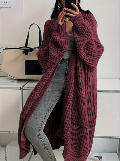 Casual Aufgesetzte Taschen Woll Strickjacke Für Damen | Perfekt für Freizeittage
