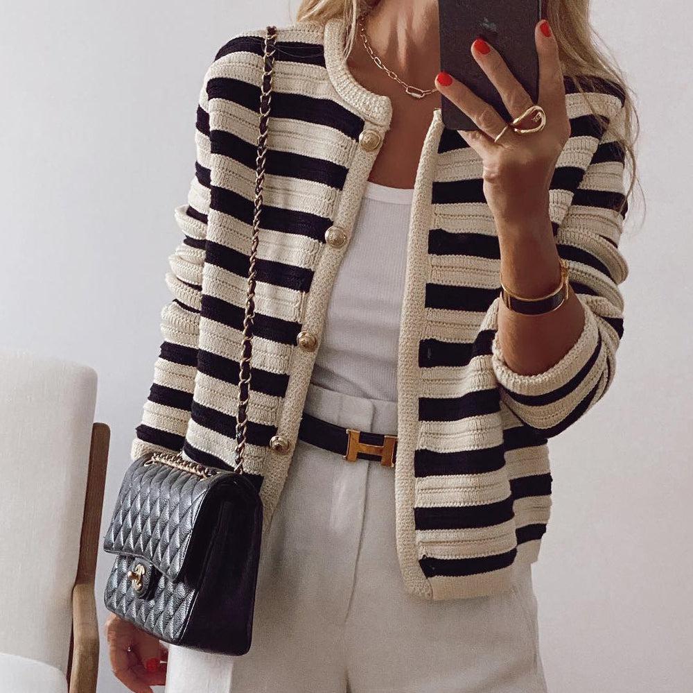 Maureen Ultrabequeme gestreifte Strickjacke für Damen | Wärme und Eleganz für den Alltag