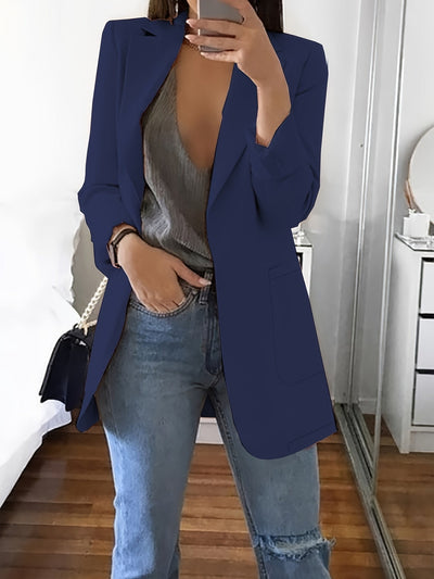 Elegante einfarbiger Business Blazer mit Offener Front für Damen | Ideal für alle Jahreszeiten