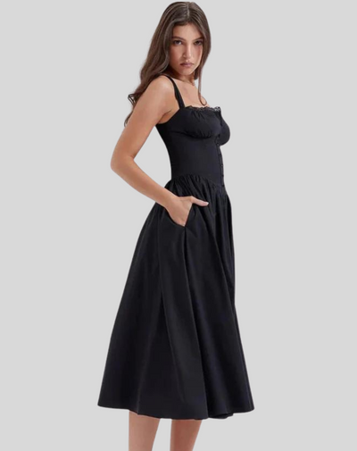 Adelaine - Schickes A-Linien Midikleid mit Knöpfen im Vintage-Stil für Damen | Ideal für Frühling/Sommer
