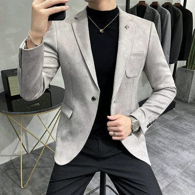 Chices Slim Fit Wildleder Ein-Knopf-Sakko für Herren | Ideal für alle Jahreszeiten