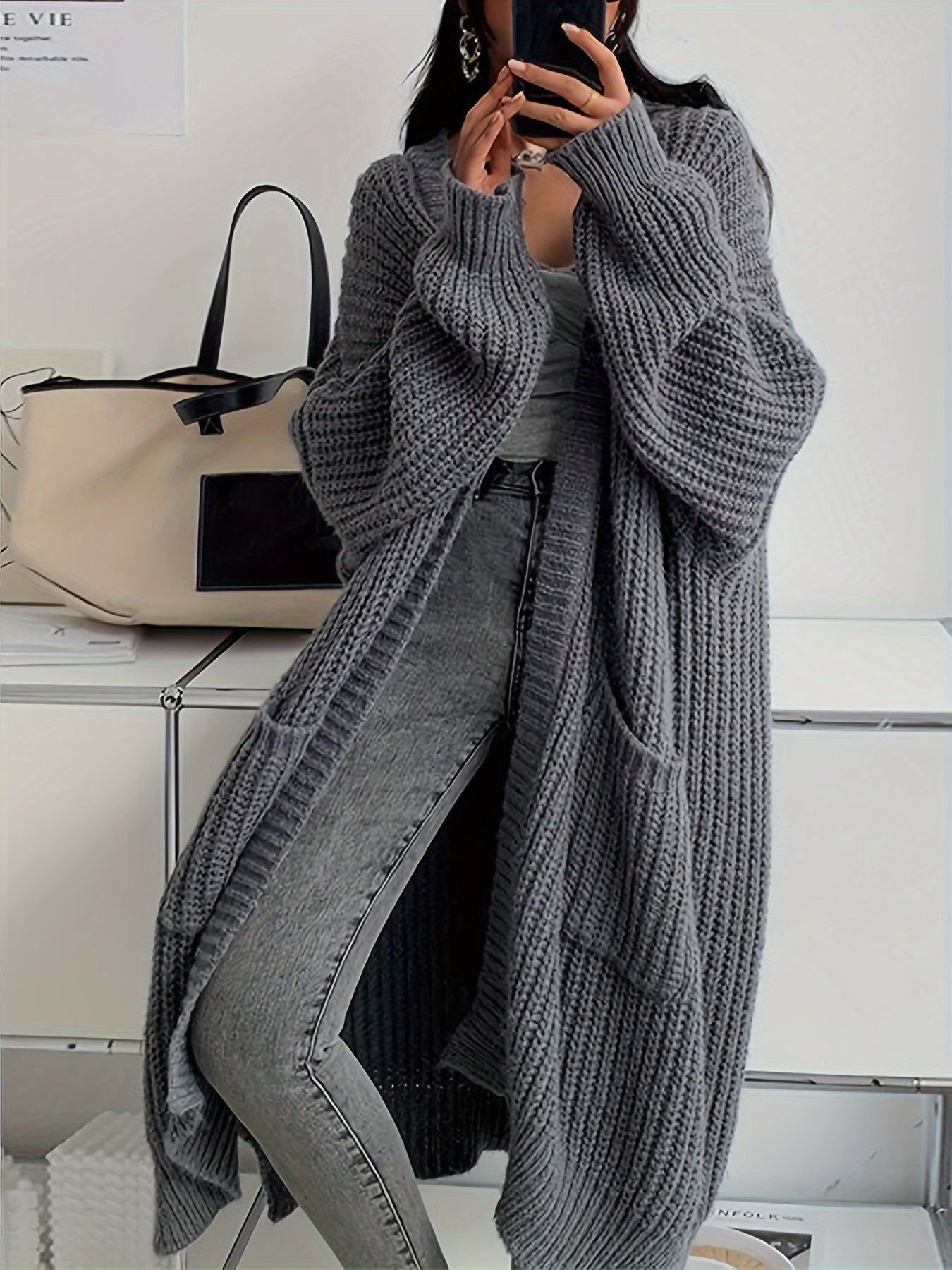 Casual Aufgesetzte Taschen Woll Strickjacke Für Damen | Perfekt für Freizeittage