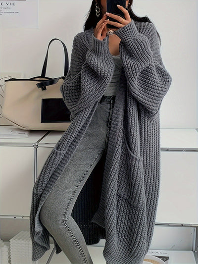 Casual Aufgesetzte Taschen Woll Strickjacke Für Damen | Perfekt für Freizeittage