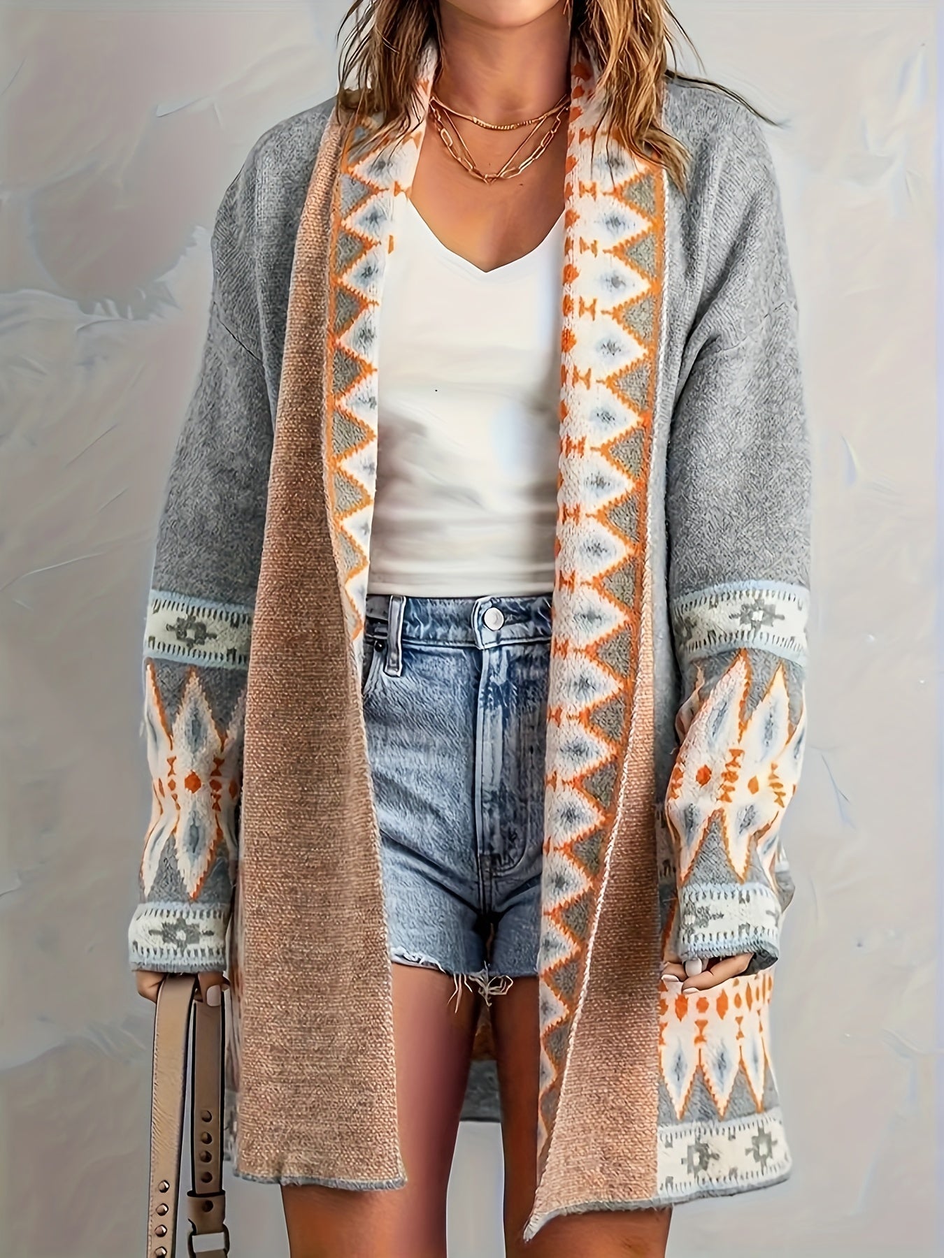 Casual Geo Muster Woll Strickjacke Für Damen | Perfekt für Casual Days