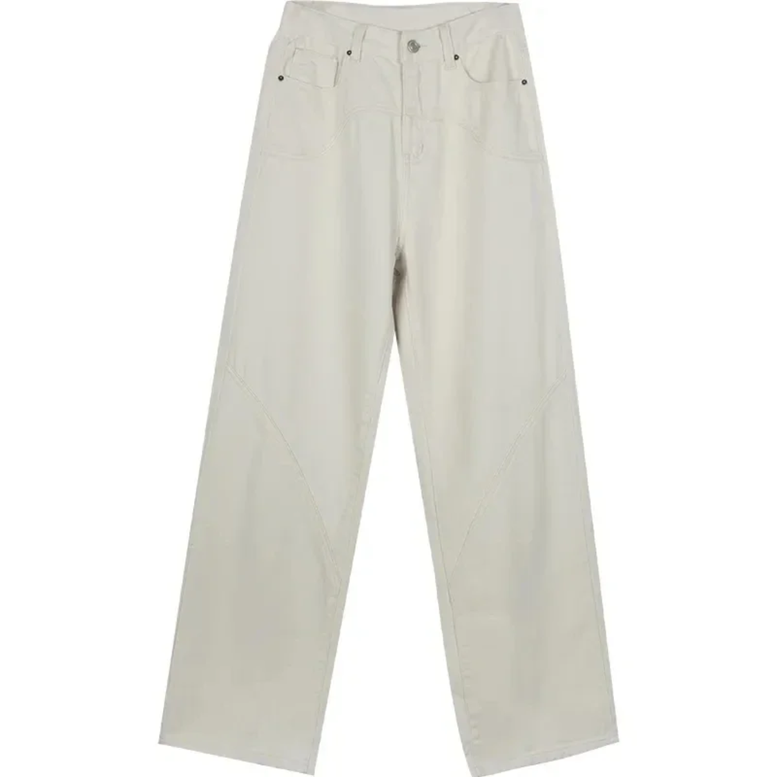 Beige Lässige Schlaghose mit Tiefem Bund und Lockerem Sitz für Damen | Perfekt für den Alltag