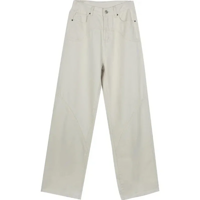 Beige Lässige Schlaghose mit Tiefem Bund und Lockerem Sitz für Damen | Perfekt für den Alltag