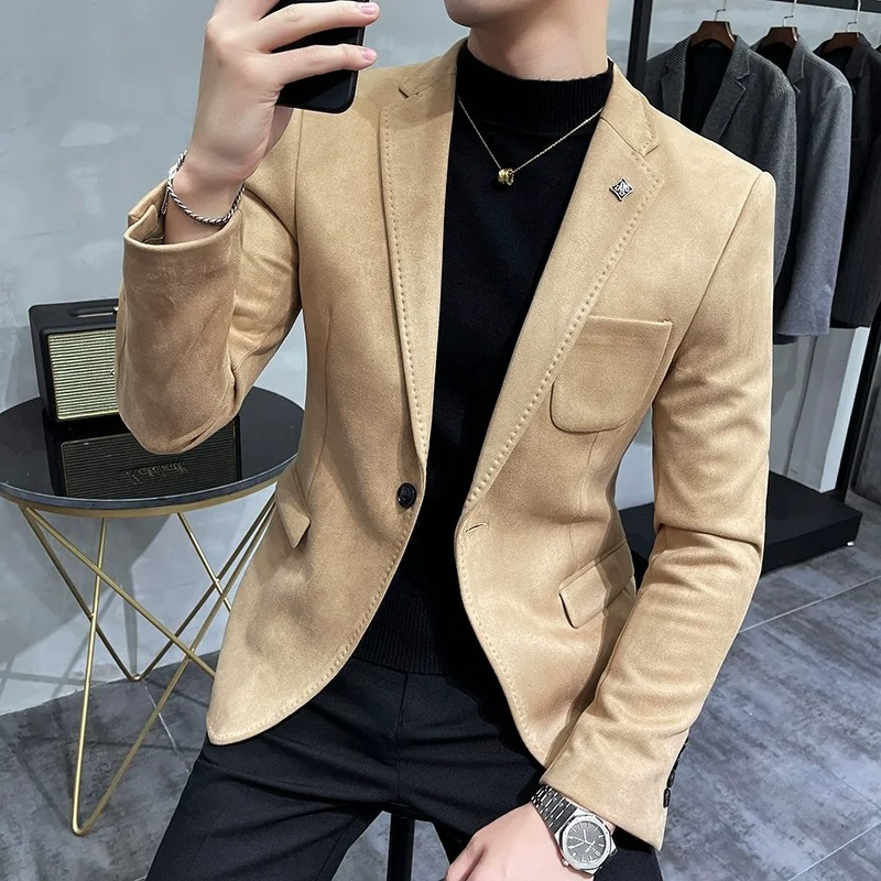Chices Slim Fit Wildleder Ein-Knopf-Sakko für Herren | Ideal für alle Jahreszeiten