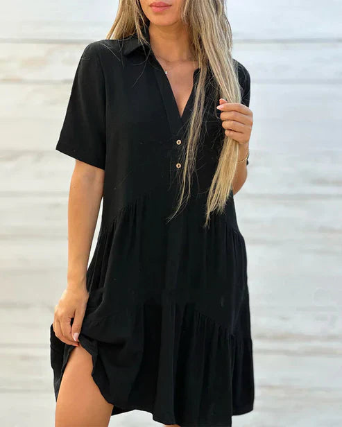Bequemi Midi-Chleid Mit Revers Und Knöpfen Für Damen | Ideal für den Sommer