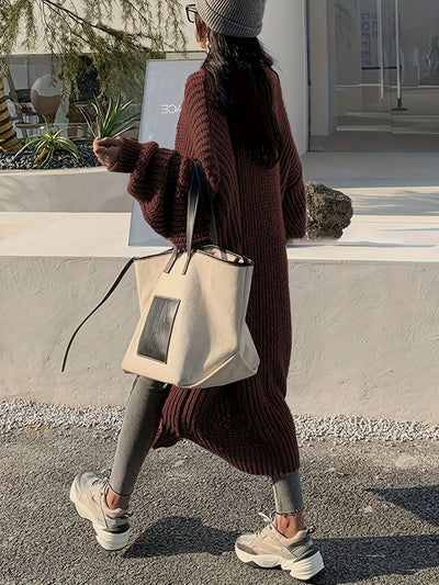 Casual Aufgesetzte Taschen Woll Strickjacke Für Damen | Perfekt für Freizeittage