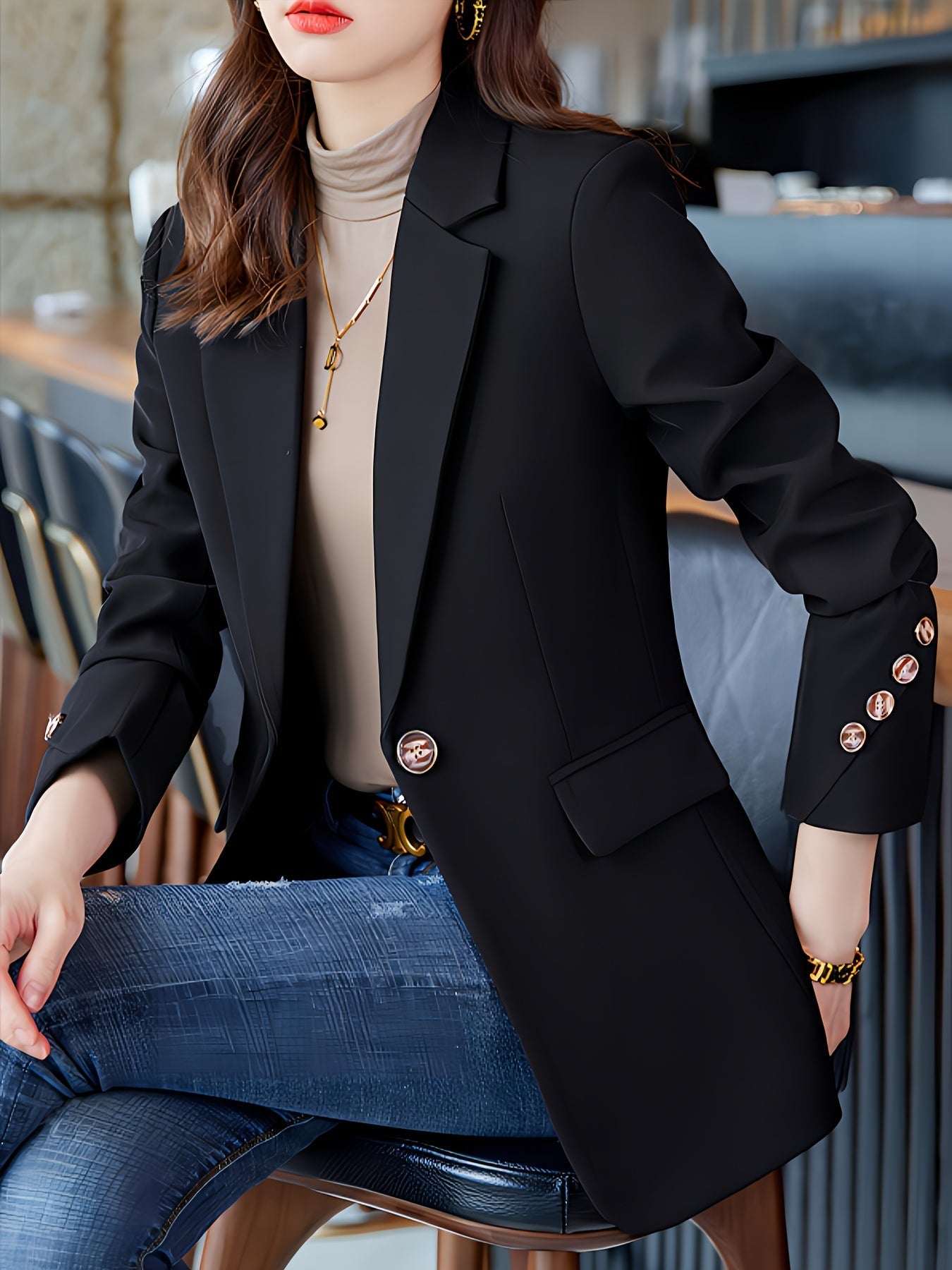 Elegante Business Long Blazer mit Einfachem Frontknopf für Damen | Perfekt für alle Jahreszeiten