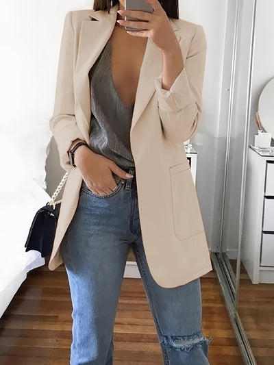 Elegante einfarbiger Business Blazer mit Offener Front für Damen | Ideal für alle Jahreszeiten