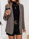 Elegante Business Long Blazer mit Karomuster und Revers für Damen | Ideal für Alle Jahreszeiten