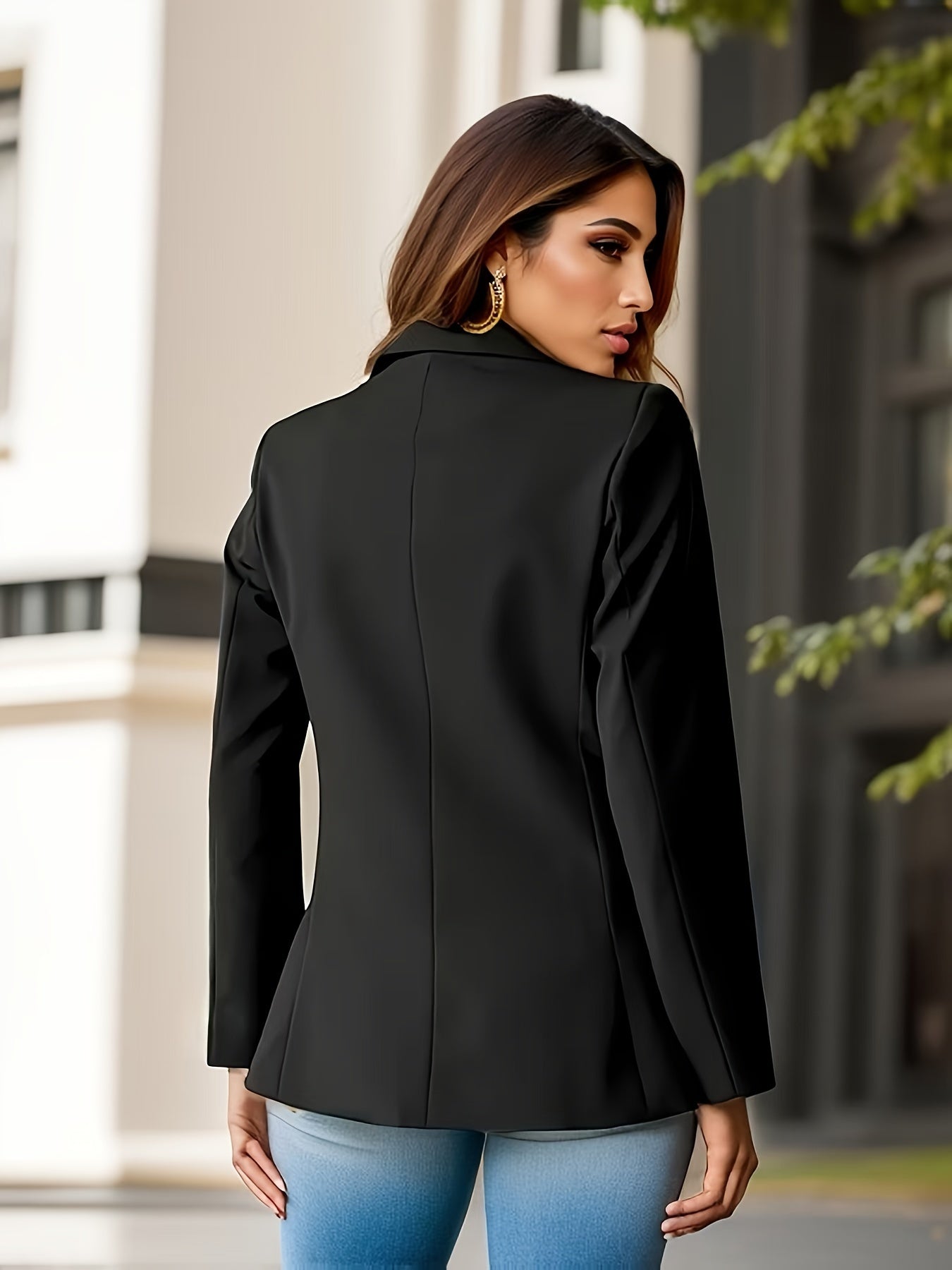 Elegante einfarbiger Business Blazer mit Seitentaschen für Damen | Ideal für alle Jahreszeiten