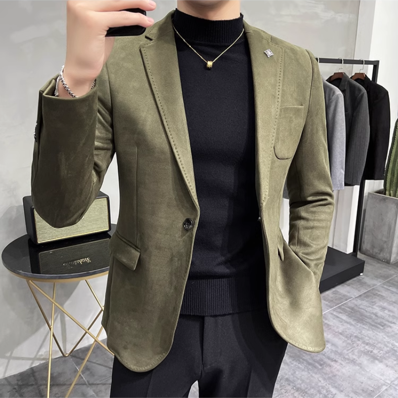 Chices Slim Fit Wildleder Ein-Knopf-Sakko für Herren | Ideal für alle Jahreszeiten