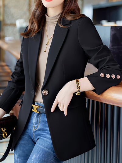 Elegante Business Long Blazer mit Einfachem Frontknopf für Damen | Perfekt für alle Jahreszeiten