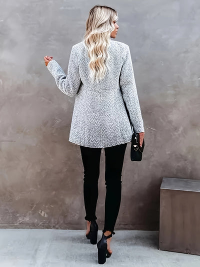 Elegante Business Wollblazer mit Offener Front in Grau für Damen | Für alle Jahreszeiten geeignet