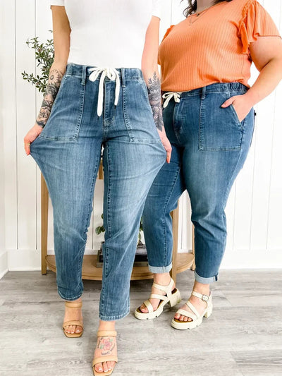 Dehnbare Hoch-Taille Denim Jogginghosen Für Damen | Perfekt Für Alle Jahreszeiten