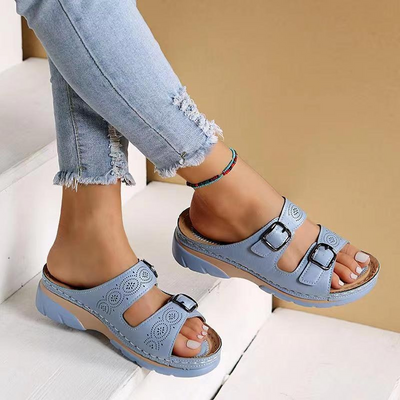 Ines | Damen Sandalen mit Schnallenriemen und Komfortsohle | Eleganz und Komfort für Jeden Schritt