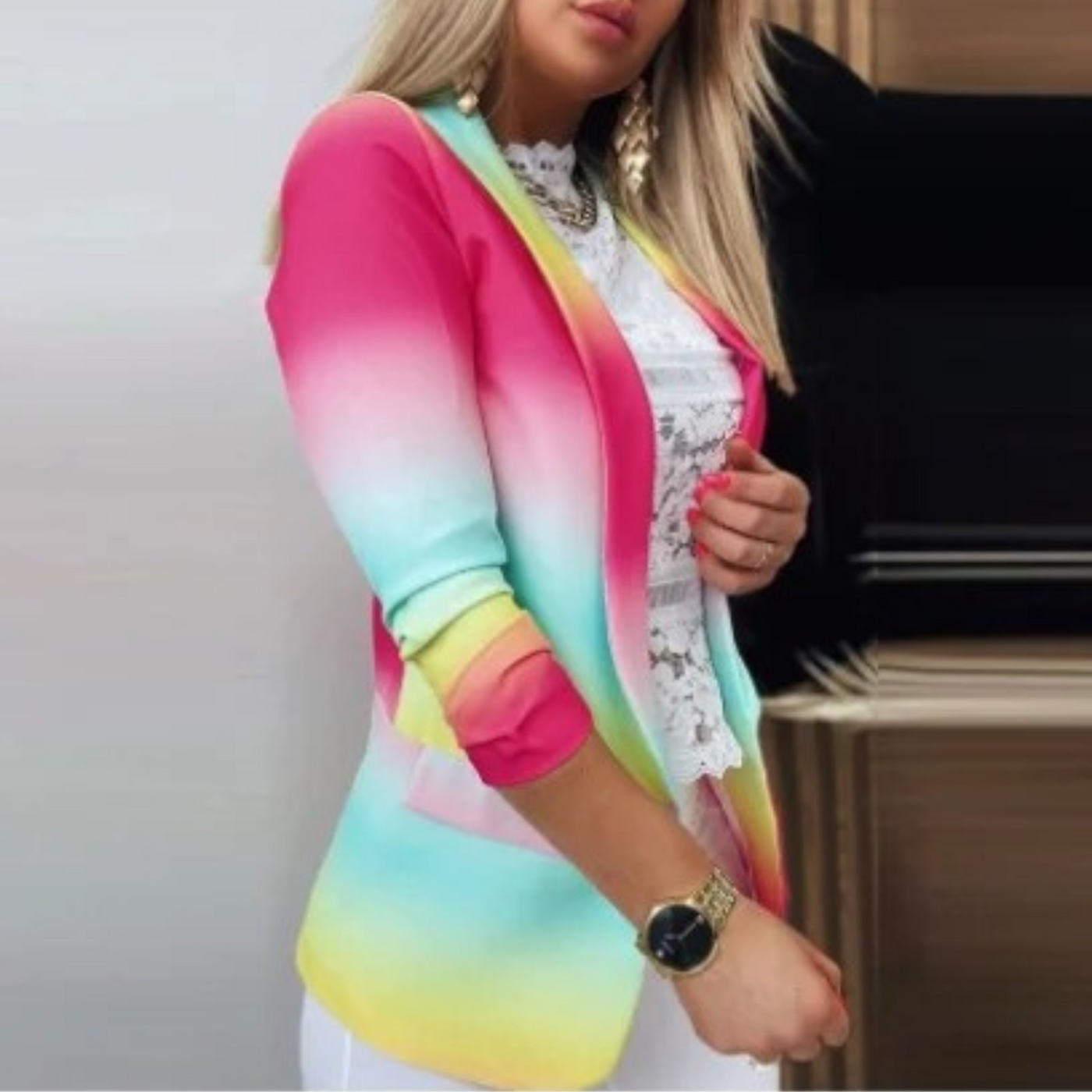 Einzigartiger Print Multicolor Blazer mit Taschen für Damen | Perfekt für alle Jahreszeiten