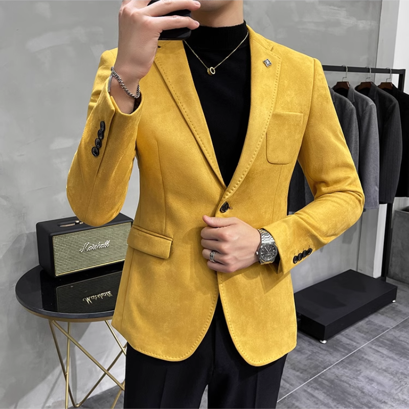 Chices Slim Fit Wildleder Ein-Knopf-Sakko für Herren | Ideal für alle Jahreszeiten